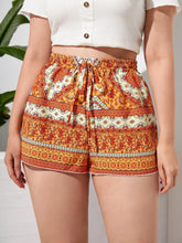 Plus Size Floral Print Summer Casual Knot Waist Elegant Boho Female Plus Size Clothing Short